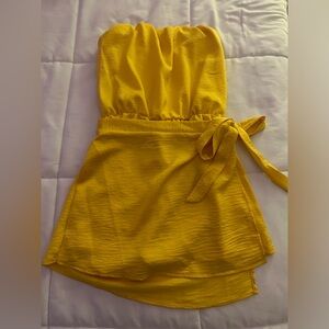 Tyche Yellow Strapless Romper